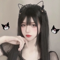 White wild girl photo tool Cute lace Cat ears Hairband bow bell ear hair card