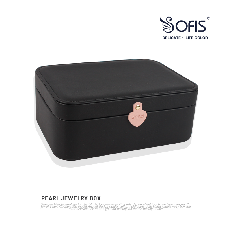 Sofis Peach heart lift double jewelry box Jewelry storage box Jewelry box Jewelry treasure Simple Korean gift woman
