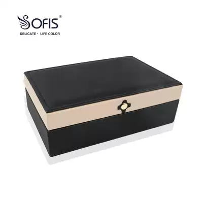Sofis cross flower magnetic buckle jewelry box jewelry storage box single layer simple ring ring box jewelry box Korean PU