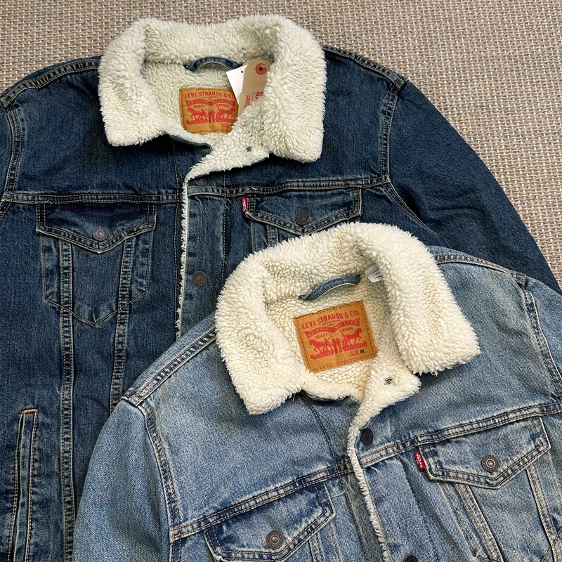 Authentic Levi's Washed Faux Shearling Denim Jacket, Frank's Same Style, American Retro Authentic Levi's Washed Faux Shearling Denim Jacket, Frank's Same Style, American Retro