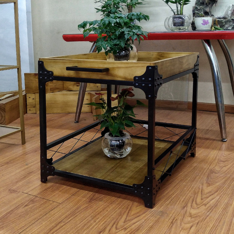 Retro Nostalgia Dining Car Wine Water Tea Water Car Rivet Shelve mobile cart Zoo seasoning car melon and fruit cart