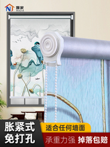 Roller blinds non-perforated Chinese ink painting office bedroom shading balcony lifting home curl-pull curtain