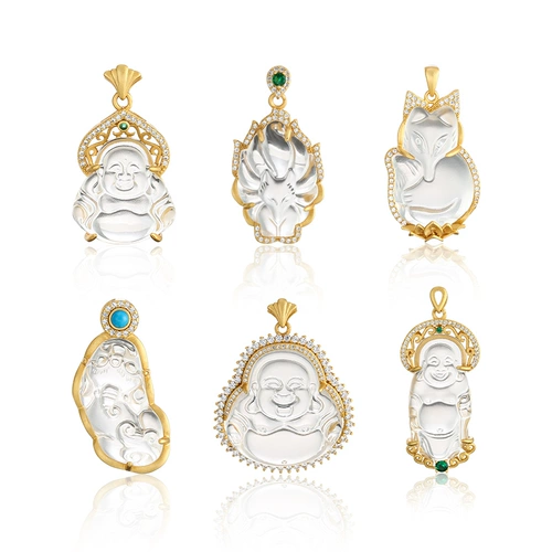 Природная руда из нефрита, Будда, белая подвеска, яшма, инкрустация камня, серебро 925 пробы