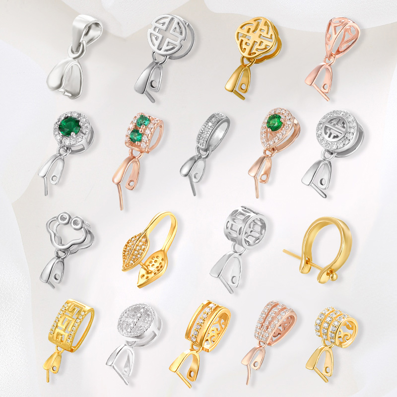 925 スターリングシルバーペンダントバックル DIY アクセサリー 18K ゴールドバックル ユニバーサル ジェイドバックル ピースバックル クリップネックレスバックル
