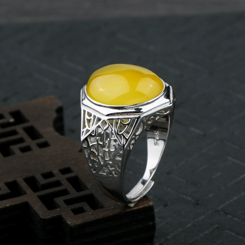 Инкрустация камня из воскового агата подходит для мужчин и женщин, бирюзовое кольцо с камнем, обручальное кольцо, серебро 925 пробы, золото 750 пробы