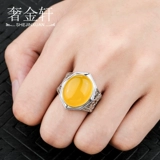 Инкрустация камня из воскового агата подходит для мужчин и женщин, бирюзовое кольцо с камнем, обручальное кольцо, серебро 925 пробы, золото 750 пробы