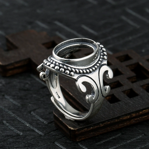 Обручальное кольцо, ретро инкрустация камня из воскового агата, серебро 925 пробы, делается под заказ