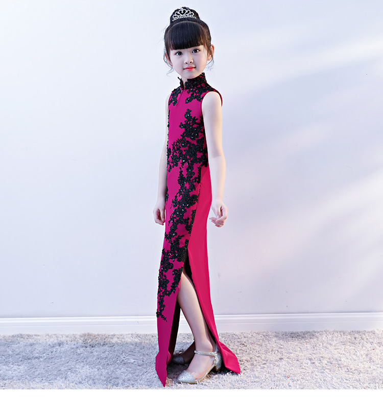 New Girls Slim Sườn xám Váy dạ hội Phong cách Trung Quốc Show Show Trang phục cho trẻ em váy công chúa cho bé