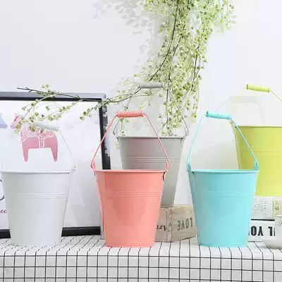 Light-colored small iron bucket pastoral iron flower bucket flower pot home decoration ornaments flower arrangement bucket storage Pen Holder