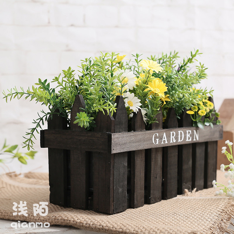 Retro Wood Art Flower Pot Flower Barrel Iron Sheet Multi Meat Flower Pot Fields Garden Art Flower Silo Flower Racks To Make Old Flower Pot Living-room Pendulum