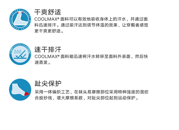 美国 CoolMax 短筒专业速干运动袜 3双 图3