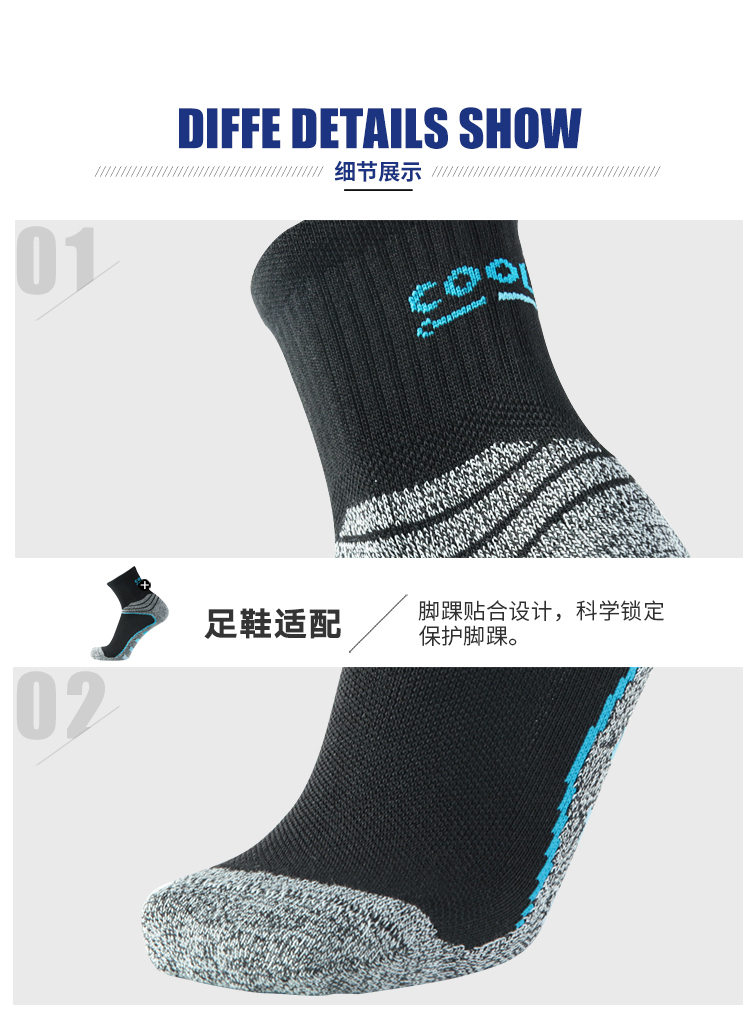 美国 CoolMax 专业运动速干袜  短袜 加厚毛巾底 图19