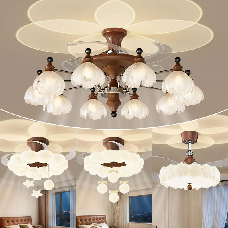 French-Style Vintage Fan Light, Living Room Ceiling Fan Light, American Country-Style Whole House Combination Package Lighting Fixtures French-Style Vintage Fan Light, Living Room Ceiling Fan Light, American Country-Style Whole House Combination Package Lighting Fixtures