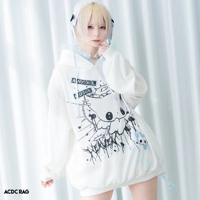 Acdc Rag Light Blue Cat Ear Angel Punk Hoodie Acdc Rag Light Blue Cat Ear Angel Punk Hoodie