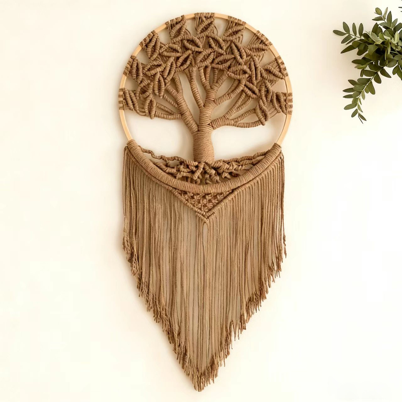 Tree of Life Handmade Woven Wall Decoration for Guesthouses, Money Tree DIY Dream Catcher, Bedroom Hanging Decoration, Living Room Decoration