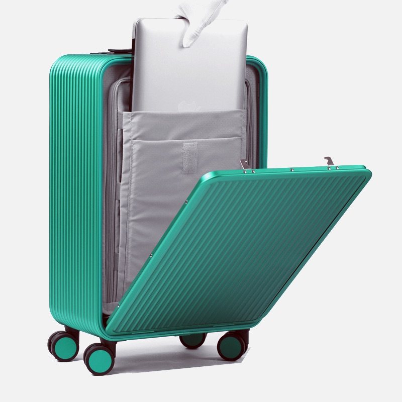 Magnesium aluminum alloy luggage case business suitcase men's and women's universal wheel boarding case combination lock one button front open luggage case