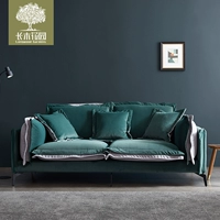 Sofa vải nhẹ sang trọng INS gió lưới màu đỏ có thể tháo rời và có thể giặt được bằng gỗ đơn giản nhung phòng khách Bắc Âu kết hợp ba cát - Ghế sô pha ghế gấp thành giường