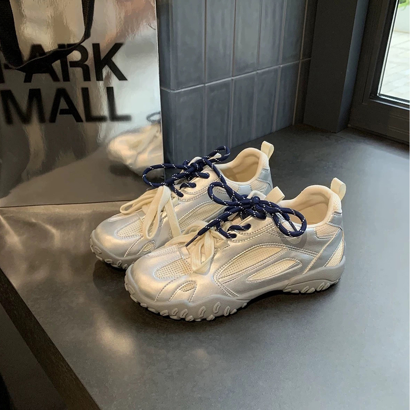 7cm German Training Shoes Women's Thick-Soled Casual Shoes Fashionable Silver Mesh Summer Style Breathable Spring and Autumn 7cm German Training Shoes Women's Thick-Soled Casual Shoes Fashionable Silver Mesh Summer Style Breathable Spring and Autumn