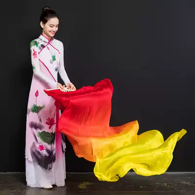 Silk extended dance fan koi copy gradually thick fan double-sided adult children Square dance red zhaoi dance fan