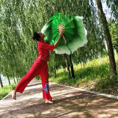 Fan dance fan Yonghe classical dance fan 360-degree silk gradual layer double-sided two-color dance fan dancing fan