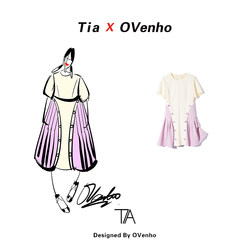 OVenho Wenhou ເມົາເຫຼົ້າເບົານອນ Pleated Stitching Contrast ສີປຸ່ມສົດໃສ Texture Dress