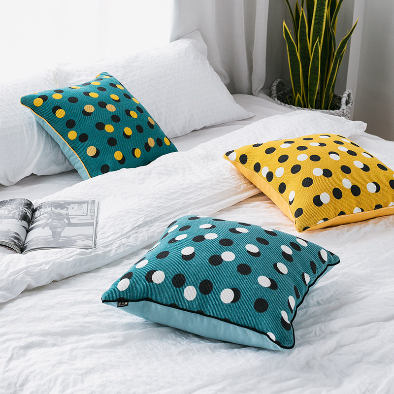 Yellow pillow Nordic lemon yellow tassel pillow velvet pillow cover geometric pillow sofa living room bedroom ins