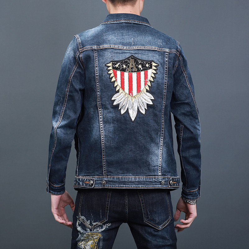 Fall Cowboy coat mens tide embroidered the European and American high street men's jacket trend handsome tops 2022 autumn