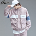 Guuka Tide hồng Multi-Pocket áo gió nam bông Teen Hip-Hop Stitchsports Workwear Jacket Loose 