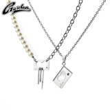 Ожерелье для влюбленных из жемчуга подходит для мужчин и женщин в стиле хип-хоп, книжная обложка, универсальный комплект