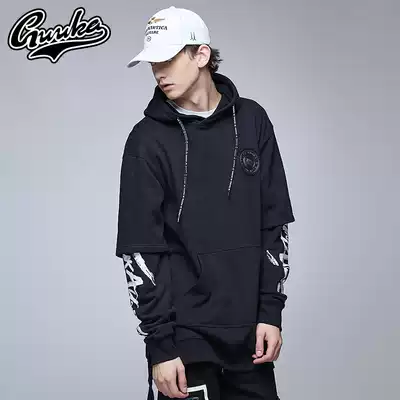 Guuka Tide Couple Thick Men Hooded Hip Hop oversize Fake Two Pullover Sweats Trend Jacket