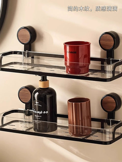 French Ziwoo Cosmetics Suction Cup Storage Rack Bathroom Wall-Mounted No-Drill Toilet Storage Shelf