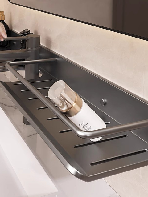 French Imported Ziwoo Bathroom Storage Rack, Sink Faucet, No-Drill Wall-Mounted Storage Rack