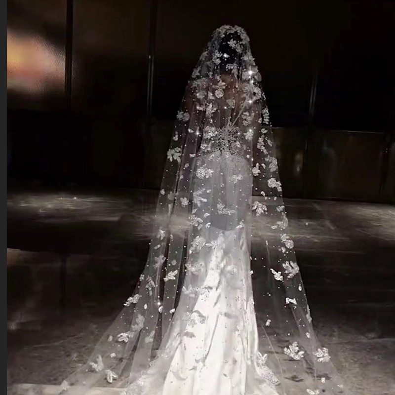 Bridal Veil, Main Wedding Dress, Forest Style, Heavy Pearl Lace, Luxurious Extra-Long Trailing Veil, Popular Veil, Not a Wedding Dress Bridal Veil, Main Wedding Dress, Forest Style, Heavy Pearl Lace, Luxurious Extra-Long Trailing Veil, Popular Veil, Not a Wedding Dress