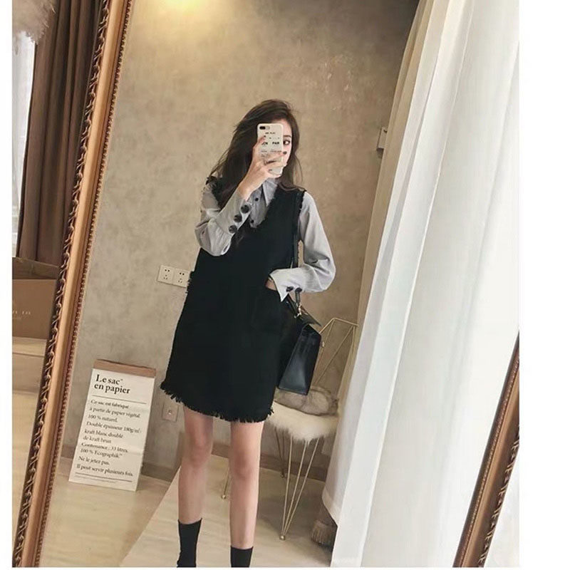 Autumn 2020 Young luxury socialite fried street temperament tea break bellflower French niche Long-sleeved dress Children's spring and autumn