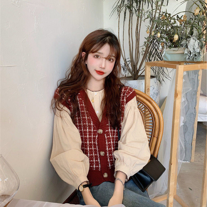 Autumn 2020 small colposition show high light ripe wind fried street temperament Korean vest two sets of women autumn and winter