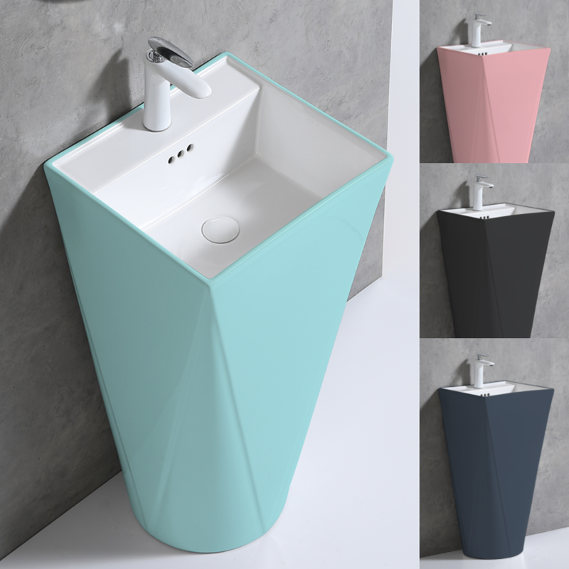 Hotel Colorful Small Household Type column basins Home Makeup Room Washbasin Balcony Patio Outdoor Floor Type Washbasin