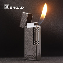 Personality narrow side pulley inflatable lighter oblique fire point pipe creative small wheel metal lighter