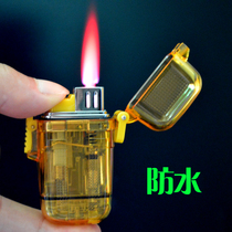 Omai lighter creative transparent plastic waterproof with hanging buckle portable inflatable windproof red firework related water camping fishing