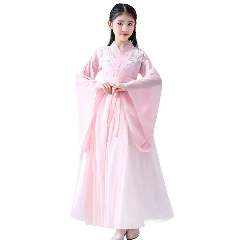 Trang phục trẻ em, cô gái Hanfu, 12-15 tuổi, trang phục guzheng, váy, 10 cô gái nhỏ - Trang phục