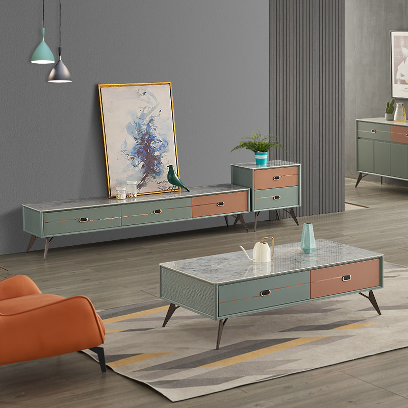 Light Extravagant Rock Board New Baking Varnish Modern Minimalist Minimalist Tea Table TV Cabinet Composition Nordic Fashion Living Room Small Family