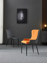 Italian simple modern style leather dining chair light luxury leisure back stool designer iron home Nordic chair
