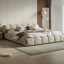 Italian minimalist tufty cream puff bed modern minimalist fabric double bed master bedroom tatami 1 8 meters wedding bed