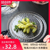 Transparent gold-painted glass fruit plate creative living room household large-size fruit European-style simple coffee table candy box