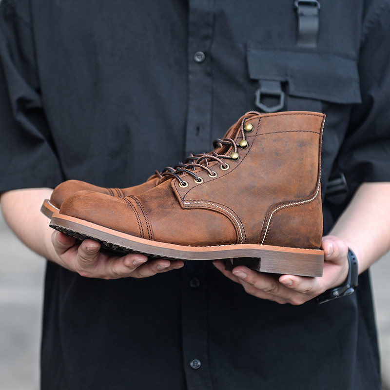 Ami Khaji retro 8111 tooling boots American paratrooper boots men's couple motorcycle boots leather high Martin boots tide