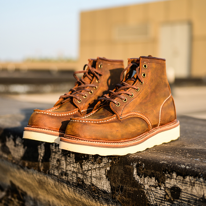 Amei Kaji Goodyear 1907 Work Boots 875 Vintage Crazy Horse Leather Martin Boots Men's High-Top Cowhide Motorcycle Boots