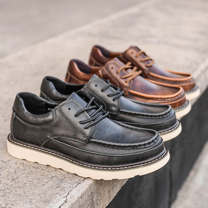 Spring and Autumn American Retro Style Low-Top Work Shoes, Martin Boots, Large Size Men's Shoes, Outdoor Casual Genuine Leather Large Leather Shoes, Trendy