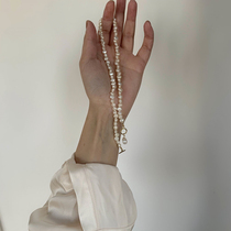 Designer natural bright baroque pearl necklace 14K gold gold French vintage choker gift