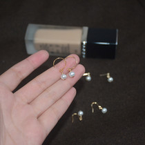 Light luxury pure handmade earrings imported 14 bags of gold simple ear hanging natural pearl earrings