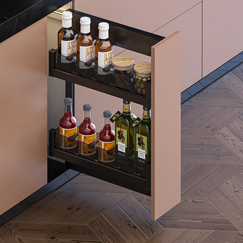 kitchentime kitchen integral cupboard double drawer type of black crystal full aluminum alloy tool side narrow cabinet pull basket