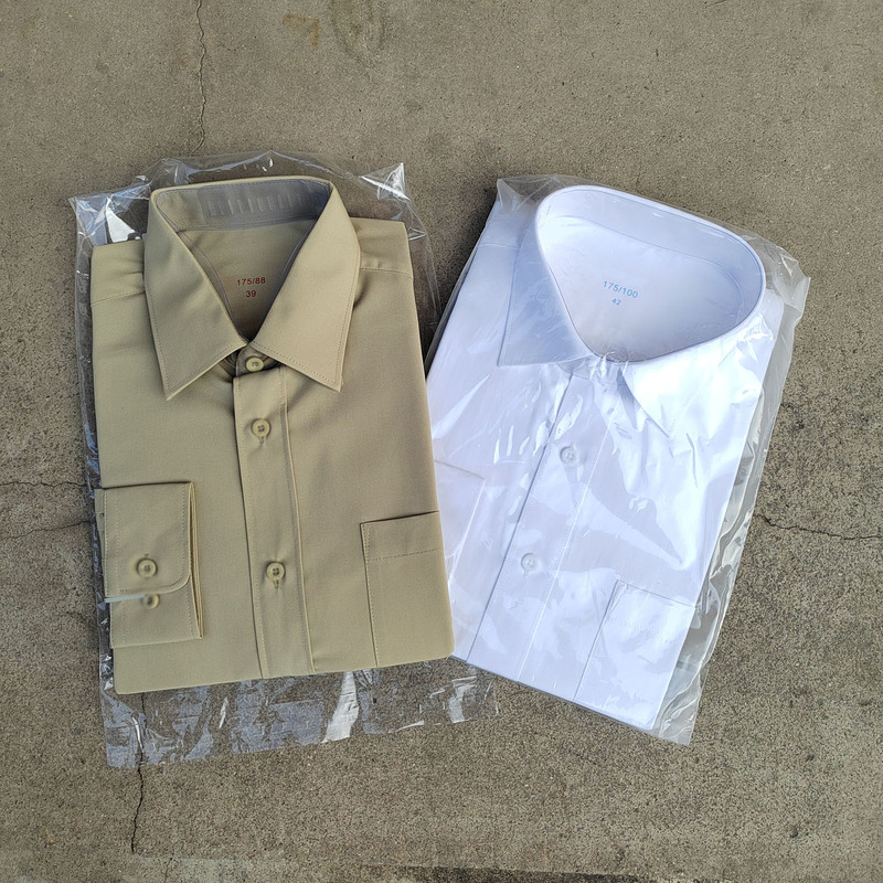 Authentic White Undershirt with Plastic Buttons, Long-Sleeve Unisex Spring and Autumn Shirt, Slim-Fit Jacket, Khaki and Pine Green Shirt